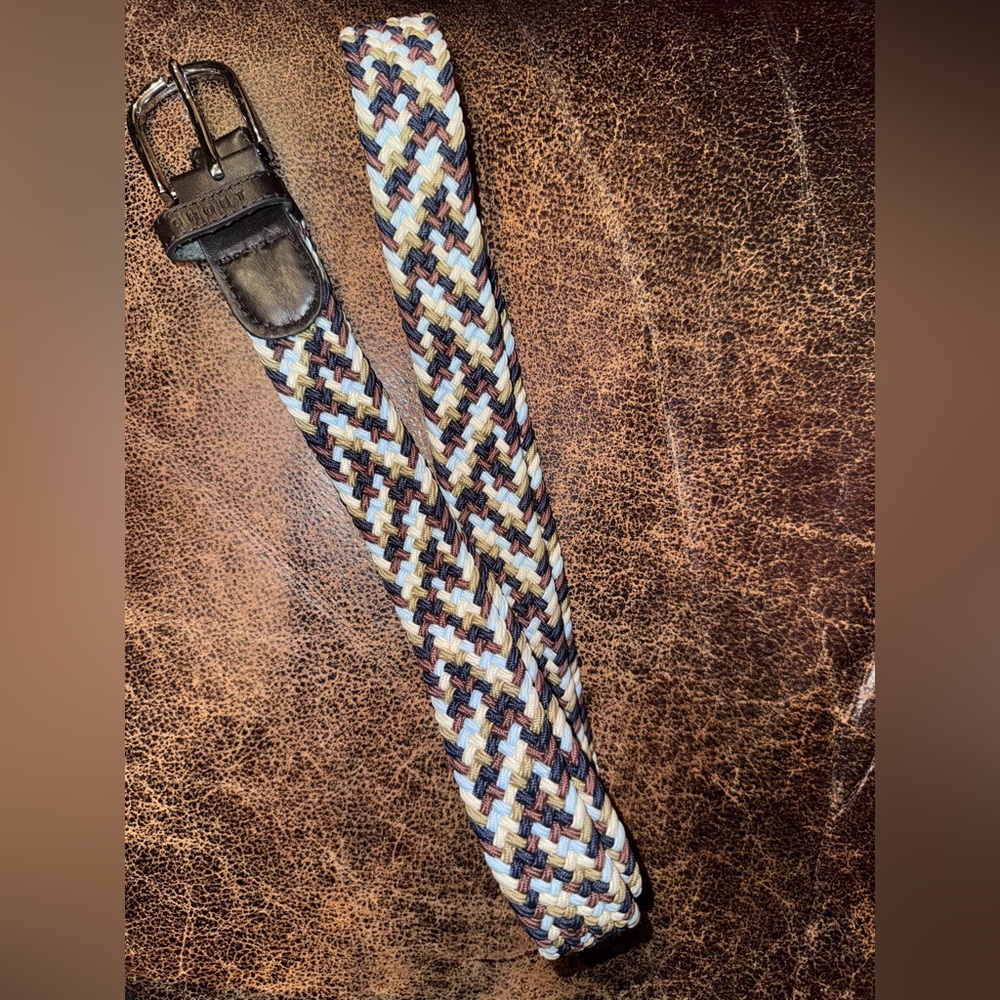 Ghost Belt CAMERON Men's Braided Leather Belt - Brown, Tan, White, and Blue 38